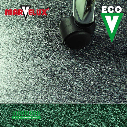 Marvelux 75 x 120cm Durable Eco Friendly Office Chair Mat for Low and Standard Pile Carpets, Rectangular Clear Enhanced Polymer Carpet Protector, Made
