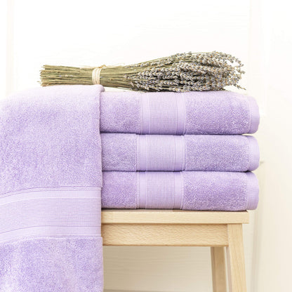 Luzia 8 Piece Towel Set - 100% Turkish Cotton, Premium Quality - 2 Bath Towels 2 Hand Towels and 4 Washcloths (Lavender)