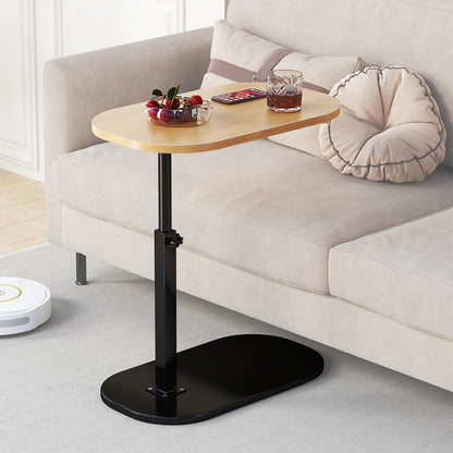 C Shaped Side Table Adjustable Height, 360°Swivel Sofa Side Table That Slide Under, Small Coffee End Table for Couch and Bedside