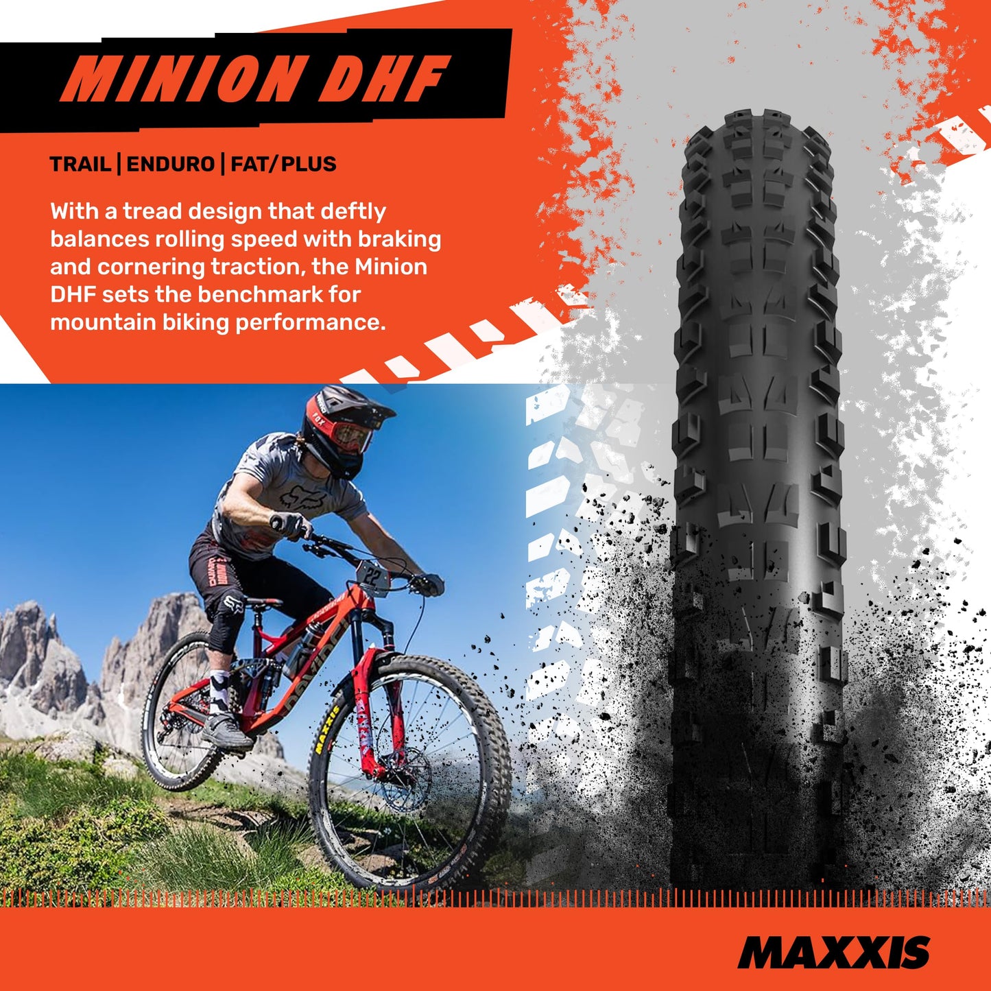 Maxxis Minion DHF Bicycle Tyre with Folding Bead 29x2.50 Wide Trail / MaxxTerra / Double Down / Tubeless Ready, Black