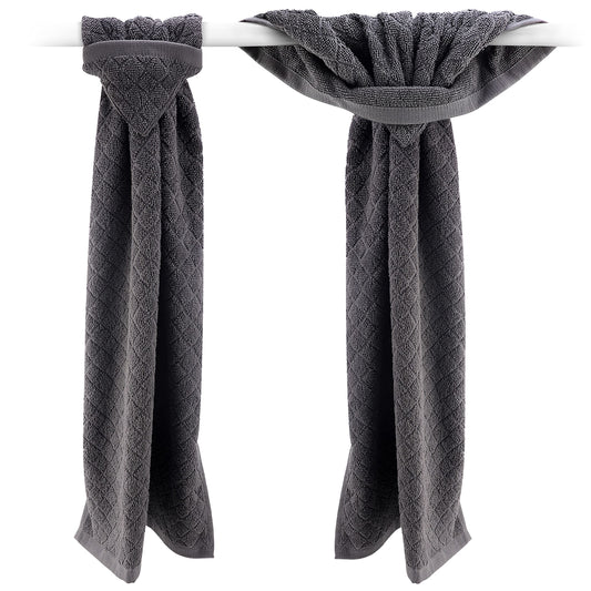 Grey Hand Towels with Hanging Loops - Set of 2 Gray Kitchen Towels, Hanging Kitchen Towels with Hanging Loop, Grey Dish Towels with Loops for Hanging,