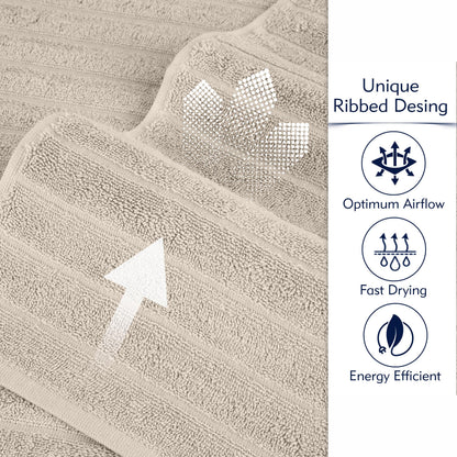 BERIBO Cloud Turkish Towel Set 100% Cotton 620gsm (Misty Dove, 2 Face Flannels)