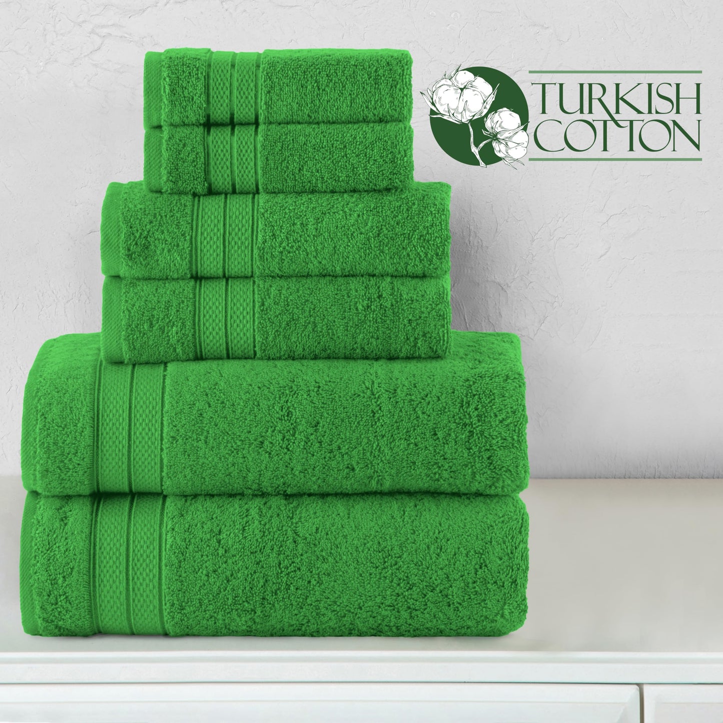 Elegant Comfort Luxury 6-Piece Towel Set, Premium Soft 100% Turkish Cotton, Three Line Popcorn Design 2 Bath Towels