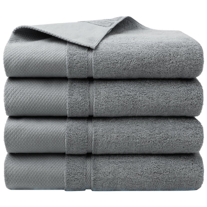 PiccoCasa Combed Cotton Bath Towels 4 Pack Grey 70cm x 140cm