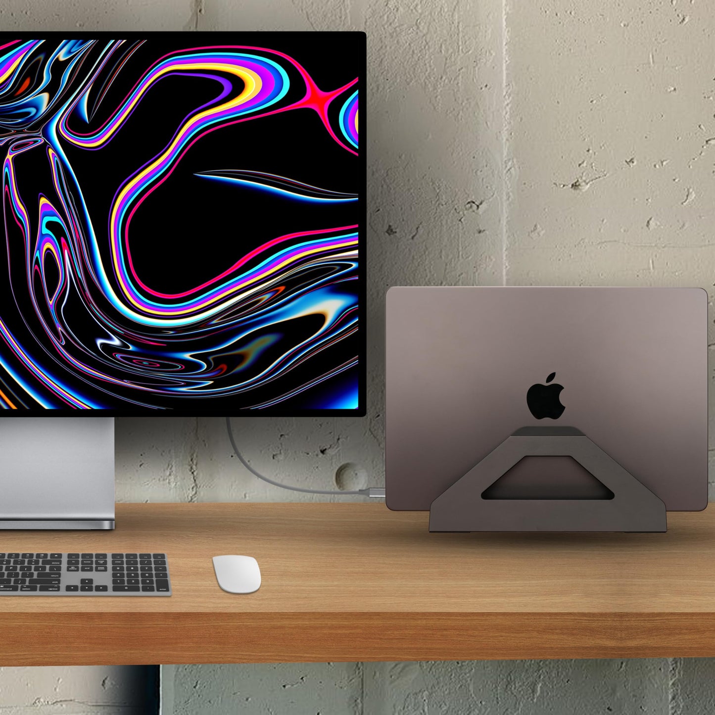 Psitek Vertical Laptop Stand, MacBook Stand Holder with Tool-Free Width Adjustment, Pretty Anodized Aluminum for Desk, Universal Fit for 10-17" Laptop