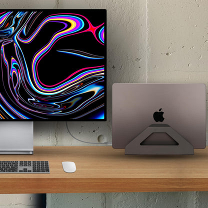 Psitek Vertical Laptop Stand, MacBook Stand Holder with Tool-Free Width Adjustment, Pretty Anodized Aluminum for Desk, Universal Fit for 10-17" Laptop