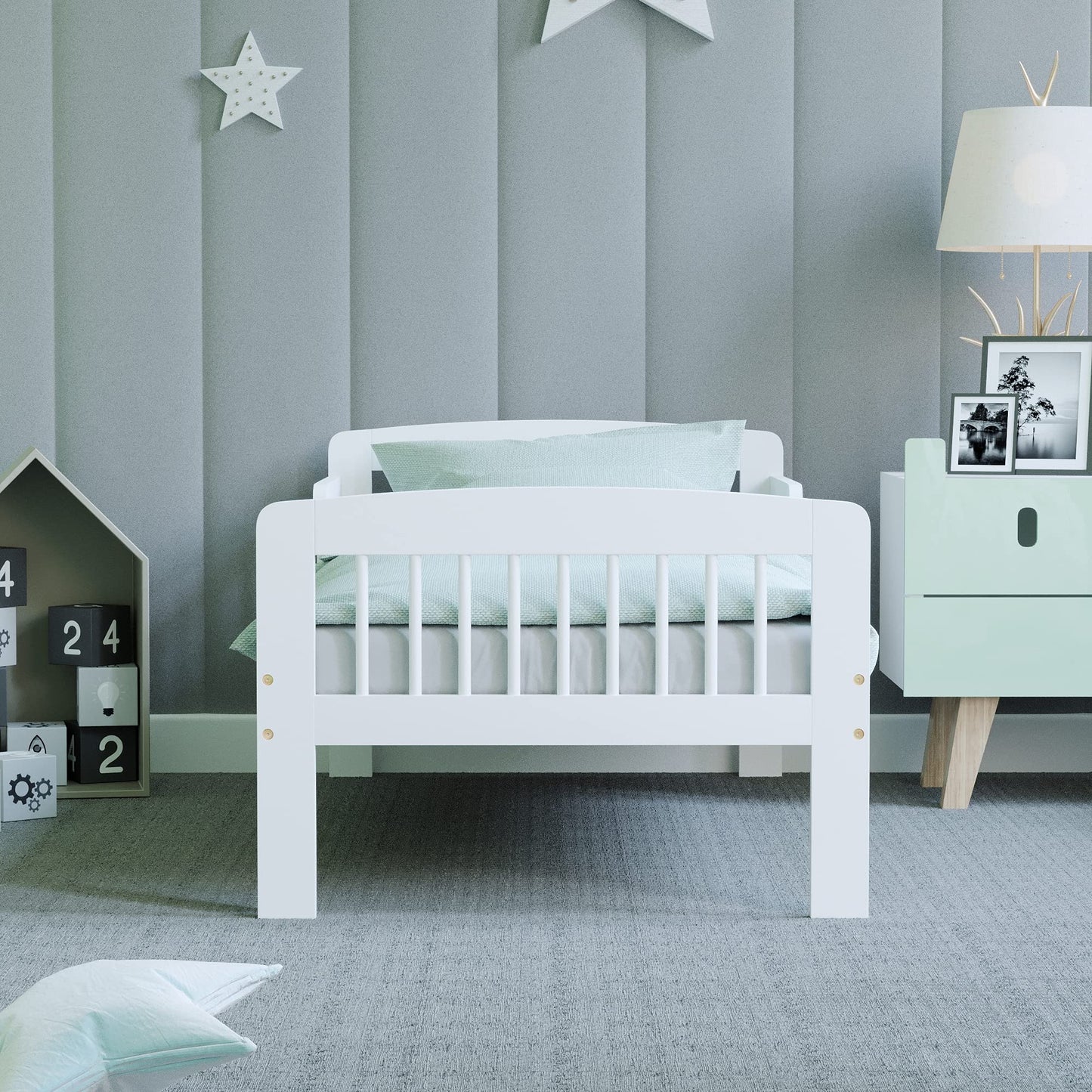 Junior Vida Scorpio Wooden Bed Toddler Solid Pine Wood Children Kids Junior Bed Frame White
