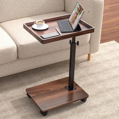 XNSDXV C Shaped Side Table Adjustable Height, 360°Swivel Bedside Tables With Wheels, End Table for Small Spaces, Sofa Side Tables For Living room