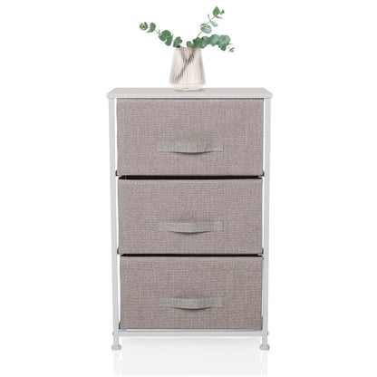 hjh LIVING Chest of drawers with 3 fabric drawers FOLDRESS M 73x45x30 cm Drawer chest organizer, height-adjustable foot glides, metal frame, grey