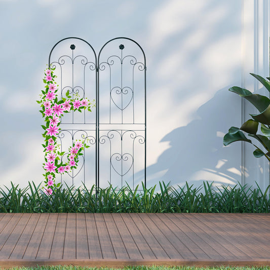 Relaxdays Trellis Set of 2, Metal, 180 x 50 cm, Garden Climbing Aid, Vintage, Arch, Freestanding, Dark Green