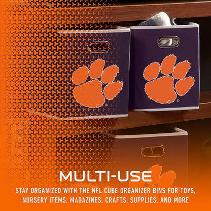 Franklin Sports NCAA Clemson Tigers Collapsible Storage Bin - Made to Fit Storage Bin Shelf Organizers - 10.5" x 10.5"