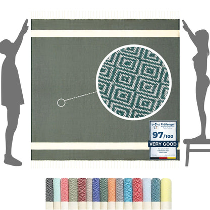 furora HOLIDAY Beach Towel XXL Extra Large OVERSIZED 200x200 cm / 79x79 Inch - cotton | Turkish Towel Fouta + Picnic Blanket | Beach Blanket
