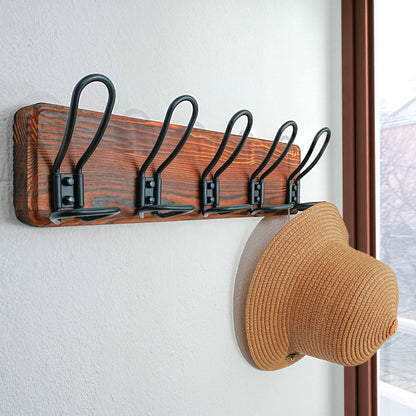 Dseap Coat Rack Wall Mounted - Heavy Duty Farmhouse Rustic Wall Coat Hanger With 5 Wire Hooks for Clothes Hat Jacket Towel, RusticWire, G25A