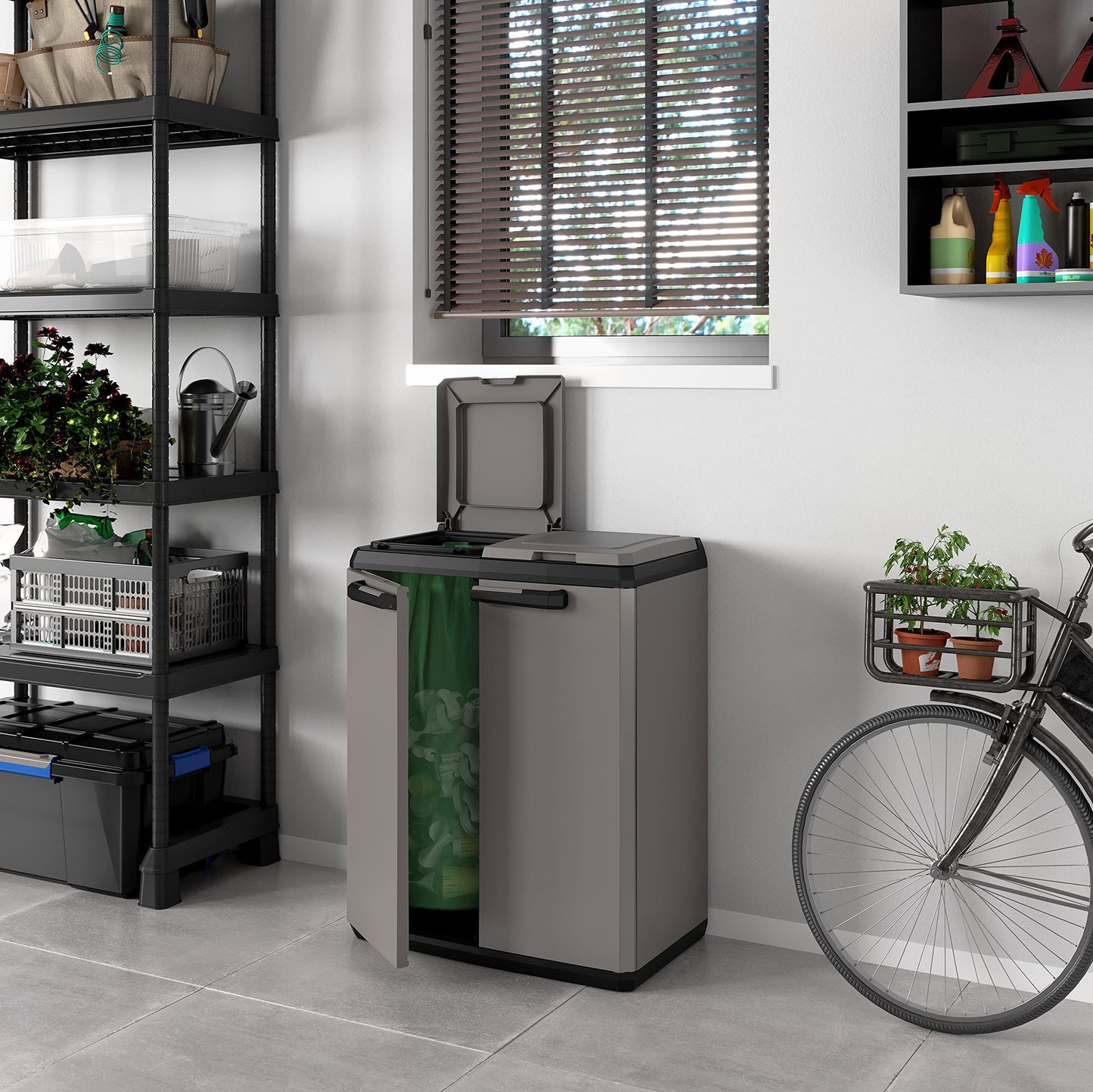 Keter Split Base Indoor Outdoor Multi purpose Recycling Cabinet Grey/Black
