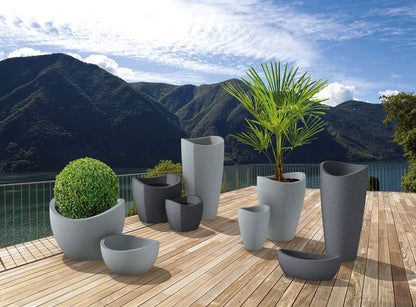 Scheurich Wave Globe Jardiniere, Oval Planter made of Plastic, Black-Granite, 58 cm diameter, 23 cm height, 15 l Vol.