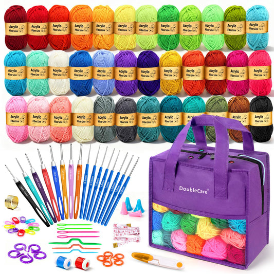 90Pcs Crochet Kit for Beginners Adults,1575 Yards 36 Colors Yarn for Crochet,54Pcs Crochets Accessories Set including Ergonomic Hooks for DIY