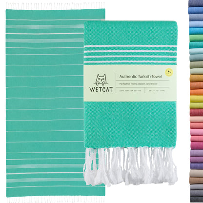 WETCAT Turkish Beach Towel Oversized 38x71 100% Cotton Sand Free Quick Dry Extra Large Light Travel Towel for Adults Beach Accessories Gifts