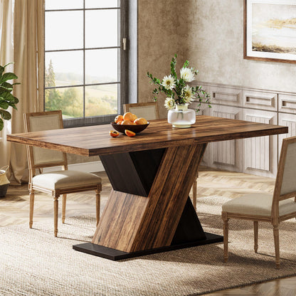 Tribesigns 55-Inch Farmhouse Dining Table for 4, Rectangle Rustic Brown Kitchen Dining Room Table, Wooden Dinner Table for Home Dining Room