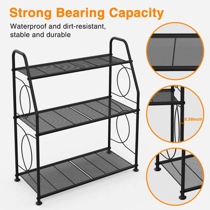 VyGrow Plant Stand, 3-Tier Plant Rack for Indoor and Outdoor Use, Heavy Duty Metal Plant Stand Holder Rack for Outdoor Living Room, Balcony and
