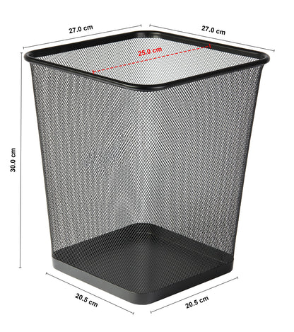 Osco Wiremesh Waste Bin Square – Metal Mesh Rubbish & Recycling Basket for Office, Home, Bathroom – Solid Non Slip Base Build, H30 cm × W25 cm