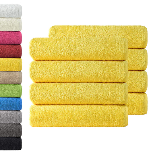 NatureMark 8 Hand Towels, 50 x 10 cm, 100% Cotton, Yellow