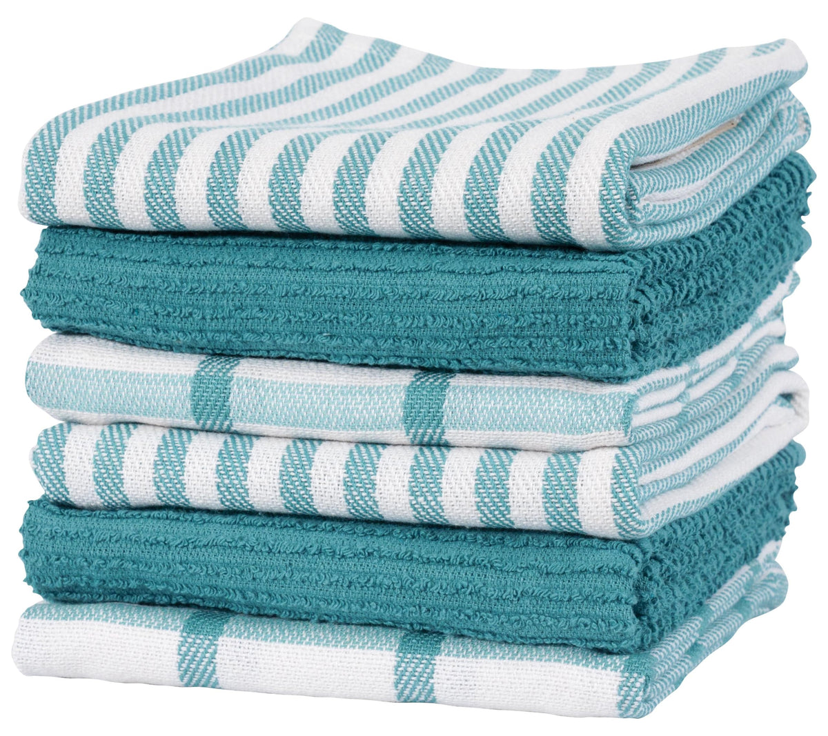 KAF Home Mixed Flat & Terry Kitchen Towels | Set of 6 18 x 28 Inches | 4 Flat Weave Towels for Cooking and Drying Dishes and 2 Terry Towels