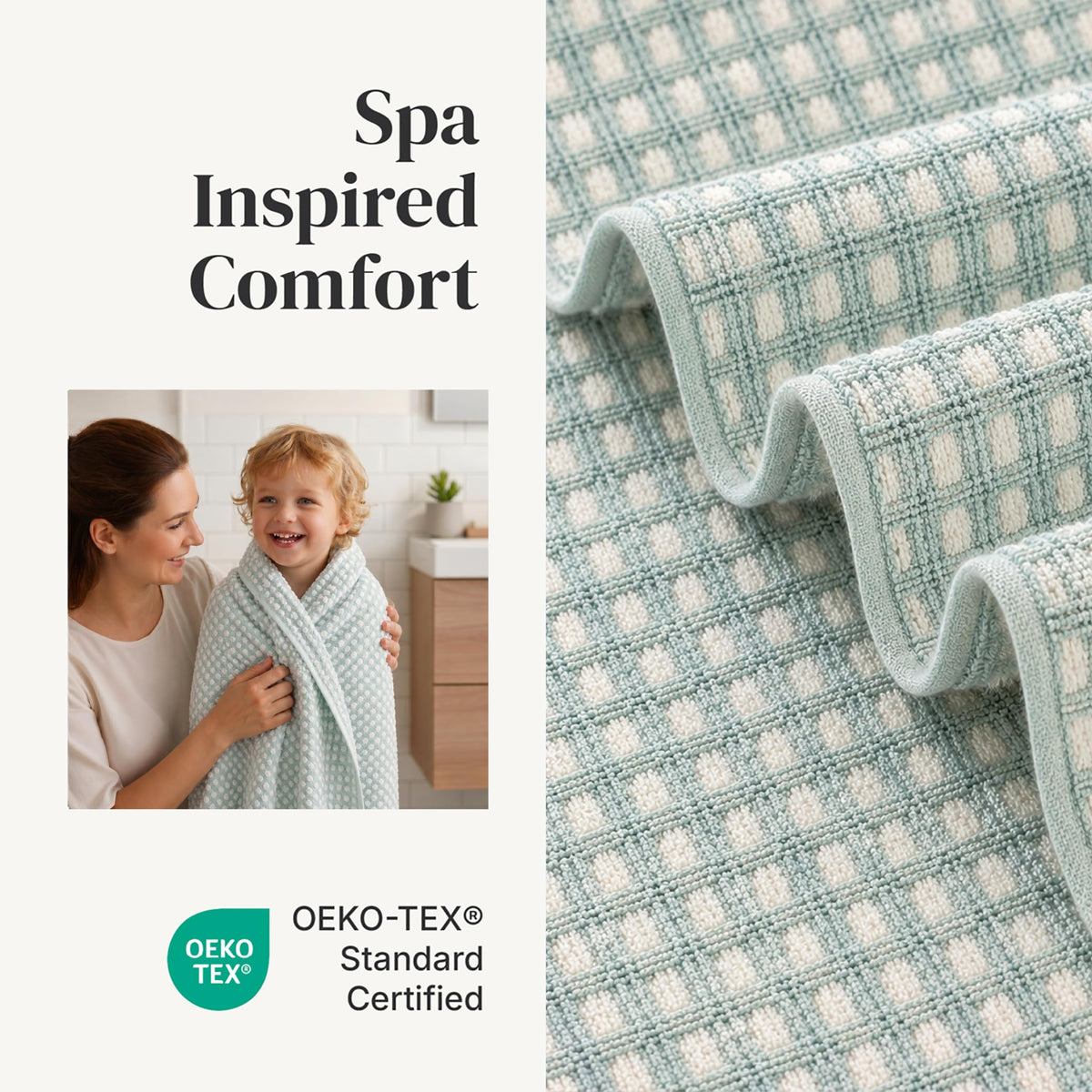Modern Threads 6-Piece 100% Combed Cotton Yarn Dyed Cobblestone Jacquard Towel Set Misty Blue