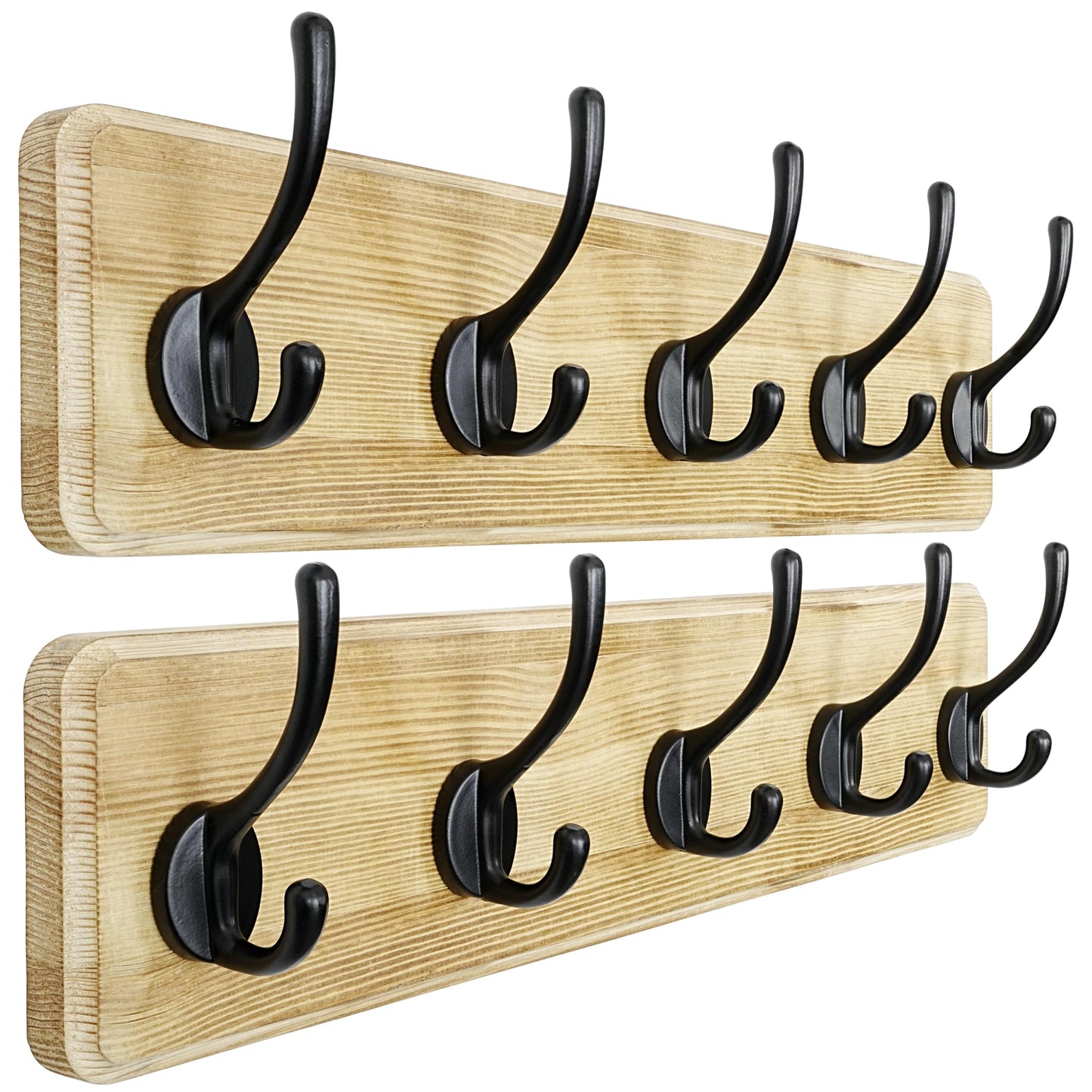 Dseap Coat Rack Wall: Patented, Heavy-Duty, 5-Double-Hooks Wooden Wall Mounted Coat Rack Coat Hanger Hook Rail for Winter Coats Hat Jacket Clothing