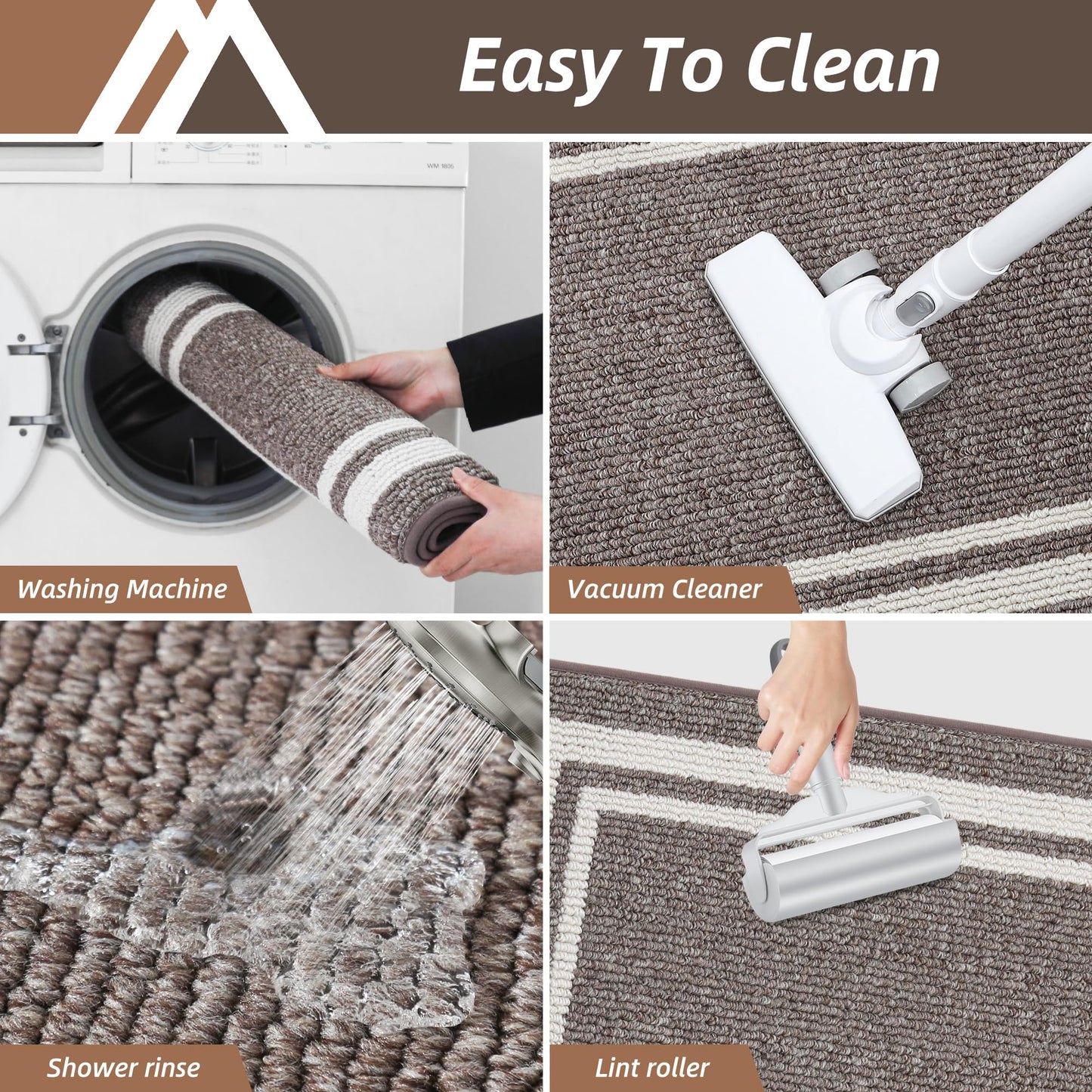 COSY HOMEER Kitchen Rugs 2 Pieces, 61x90cm+61x152cm, Absorbent and Stain-Resistant Kitchen Mats Non-Slip, Machine Washable Kitchen Runners Floor Mat