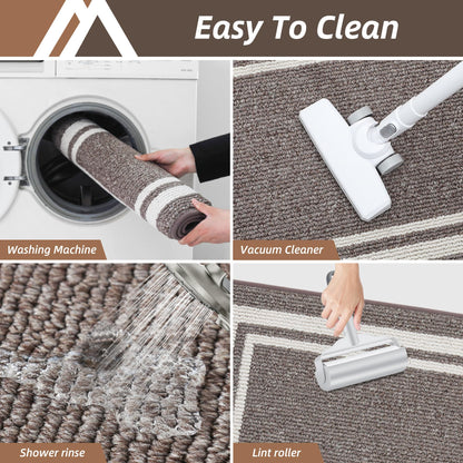 COSY HOMEER Kitchen Rugs 2 Pieces, 61x90cm+61x152cm, Absorbent and Stain-Resistant Kitchen Mats Non-Slip, Machine Washable Kitchen Runners Floor Mat