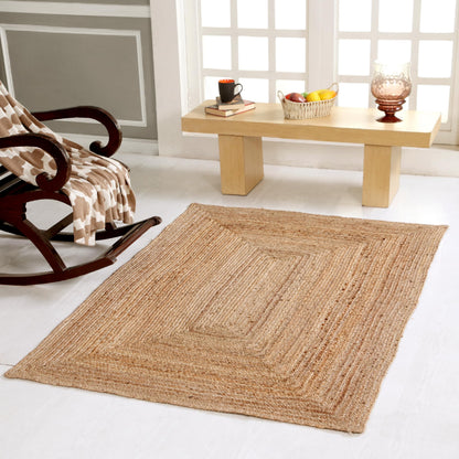 Second Nature Online - DHAKA Jute Area Rug | 100% Natural Fiber | Hand Woven | Ethical Trade | Eco-Friendly (Rectangle - 120 x 180 cm)