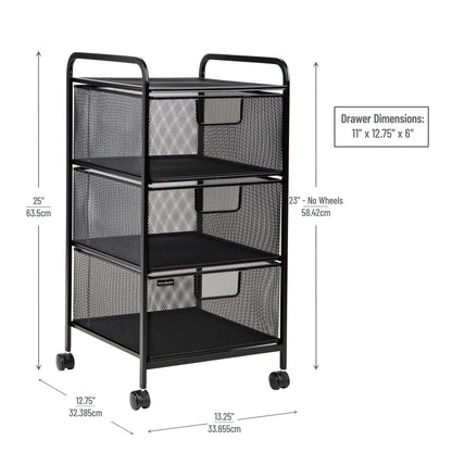 Mind Reader Metal Mesh, 12.75" L x 13.25" W x 25" H, Black