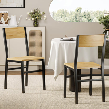 Feonase Dining Chairs Set of 4, Dining Room Chairs with 2 Ergonomic Chairs & 2 Benches, MDF Board and Metal Frame, Kitchen Chairs for Home, Apartment