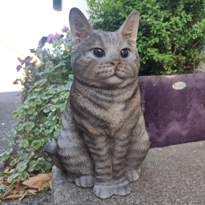 Lifelike Sitting Cat Tabby