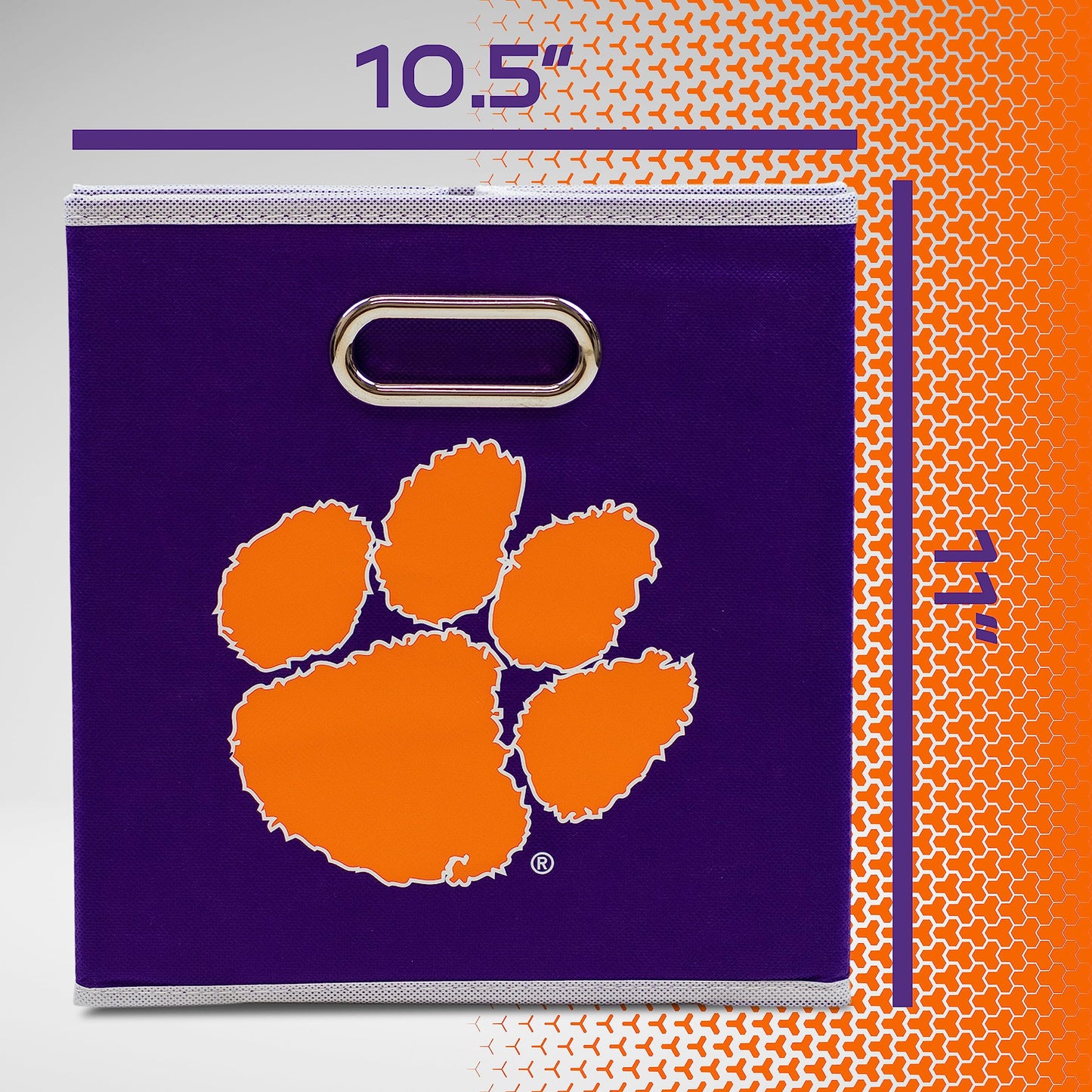Franklin Sports NCAA Clemson Tigers Collapsible Storage Bin - Made to Fit Storage Bin Shelf Organizers - 10.5" x 10.5"