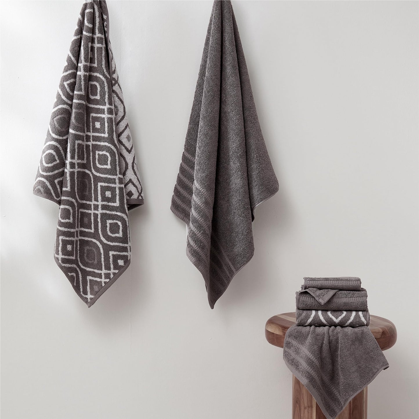Amrapur Pacific Coast Textiles 6 Pc Yarn Dyed Towel Oxford Ash Grey, 6-Piece