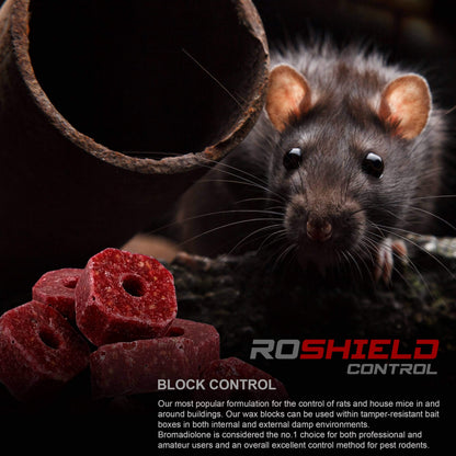 ROSHIELD External Tamper Proof Rodent Boxes & Wax Bait Rat Killer Poison Block Kit (4 Boxes & 300 gr Blocks)