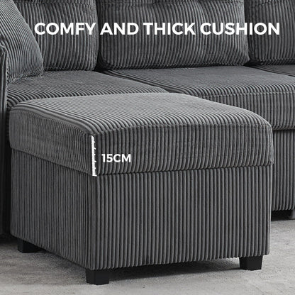 MAXYOYO Ottoman with Storage, 57CM Corduroy Footstool Multipurpose Foot Rest Sofa Stool