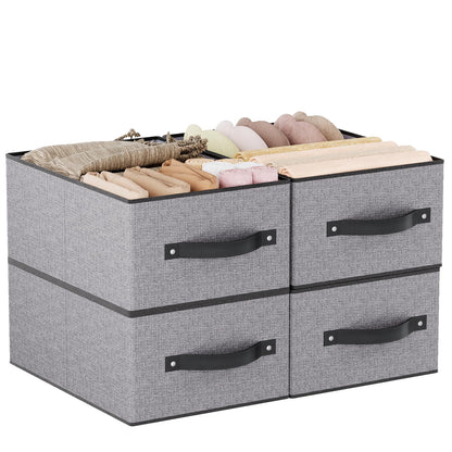 YheenLf Storage Baskets with Handles,Gray Bins, 33×23×14cm, 4-Pack