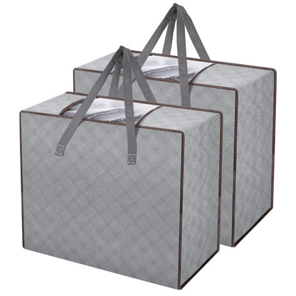 AiQInu Storage Bag Large 90 L, Foldable Clothes Storage with Reinforced Handle (2 Pieces)