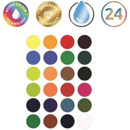 Derwent Inktense Paint 24 Pan Palette, Set of 24, Half Pan Size, Water-Soluble, Ideal for Painting & Crafts on Paper & Fabric, Professional Quality, 2306318