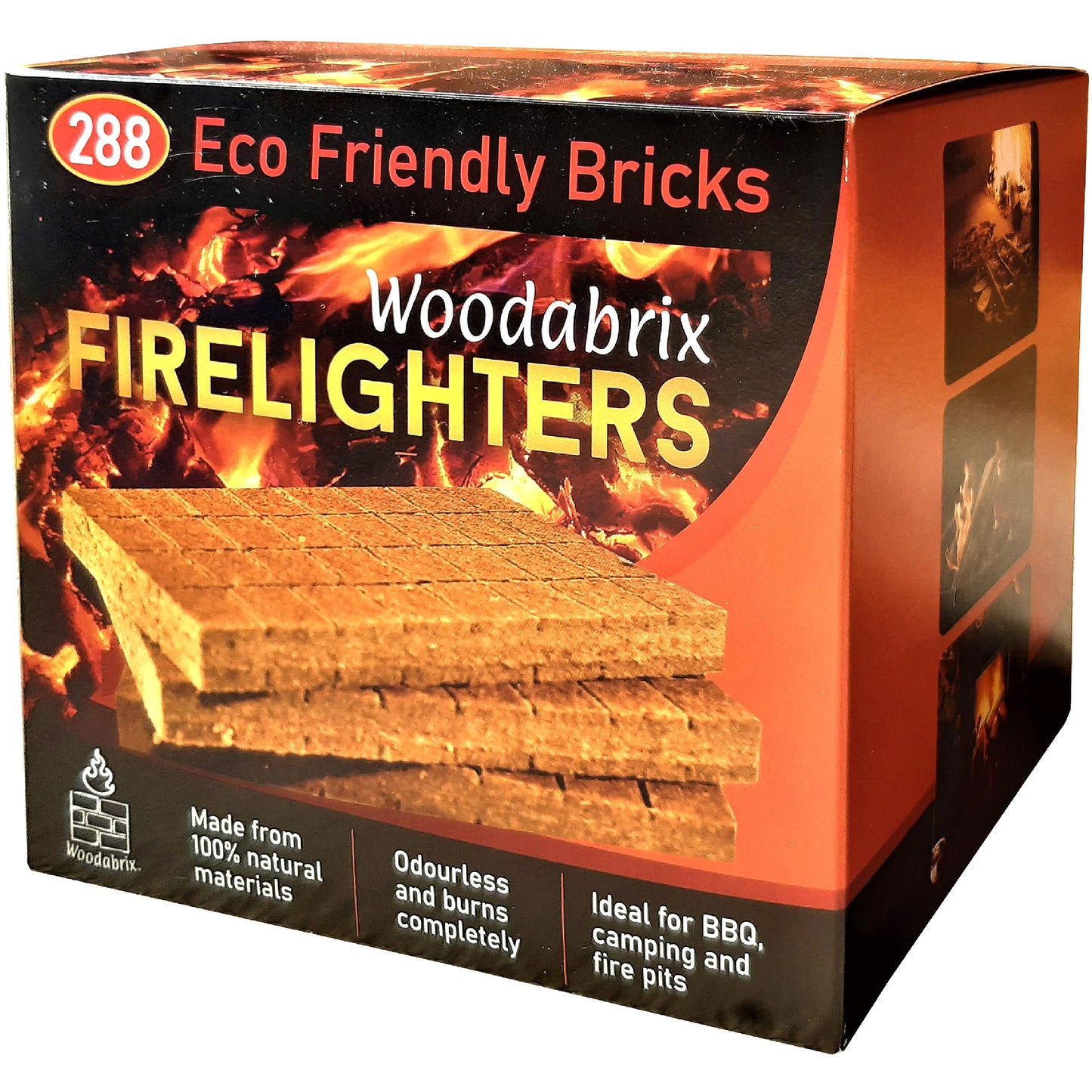 Natural Wood Eco Firelighters. 288 Sustainable Fire-starters Ideal for Wood Burners, Fire Pits, Pizza Ovens, BBQs. No Kindling Required. Lights Even