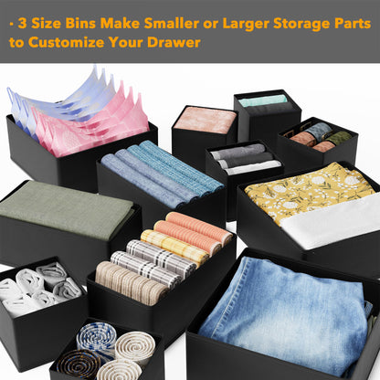 SpaceAid Drawer Organizer for Clothes, 12 Pack Dresser Drawer Organizer Bins, Closet Organizers and Storage Dividers for Clothing, Underwears, Socks