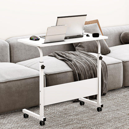 sogesfurniture Height-adjustable laptop table, computer desk with tablet slot, 80 x 40 cm, PC table, sofa table, care table, side table with wheels
