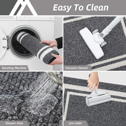 COSY HOMEER Kitchen Rugs 2 Pieces, 51x76cm+51x122cm, Absorbent and Stain-Resistant Kitchen Mats Non-Slip, Machine Washable Kitchen Runners Floor Mat