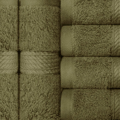 Superior 900 Gram 100% Premium Long-Staple Combed Cotton 6-Piece Face Towel Set, Forest Green