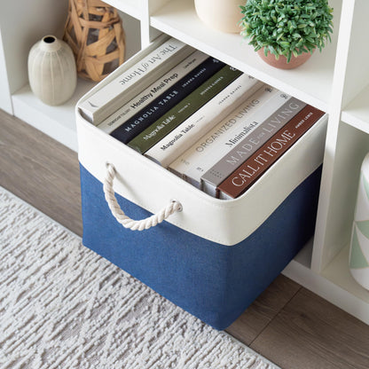 OrganiHaus Fabric Storage Boxes, Set of 4 Foldable 30X30 Cube Organiser Bins with Rope Handles for Shelves, Nursery & Closet
