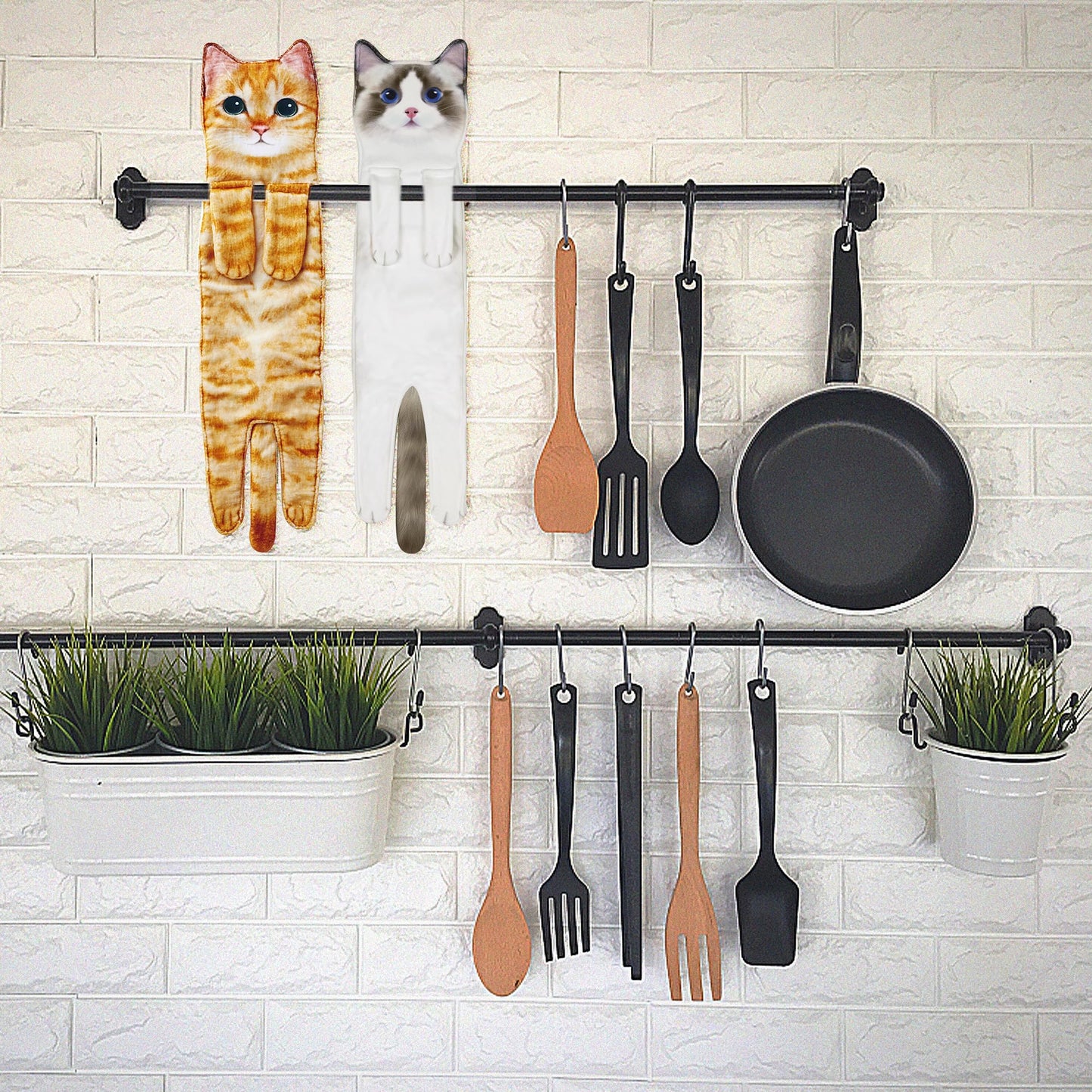 Cat Funny Hand Towels - Cute Bathroom Kitchen Towels Cat Decor Decorative Hanging Face Towels Super Absorbent Soft