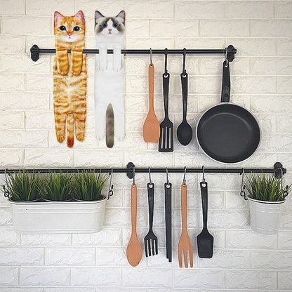 Cat Funny Hand Towels - Cute Bathroom Kitchen Towels Cat Decor Decorative Hanging Face Towels Super Absorbent Soft