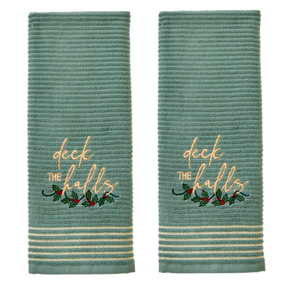 SKL Home Christmas Deck The Halls Hand Towel Set, Green (2-Pack)